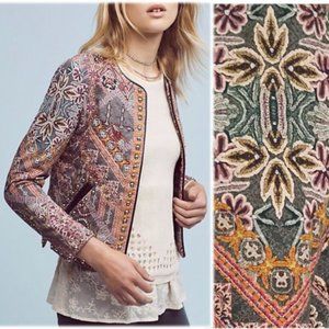Hemant & Nandita Quilted Tapestry Cropped Jacket w Stud Trim